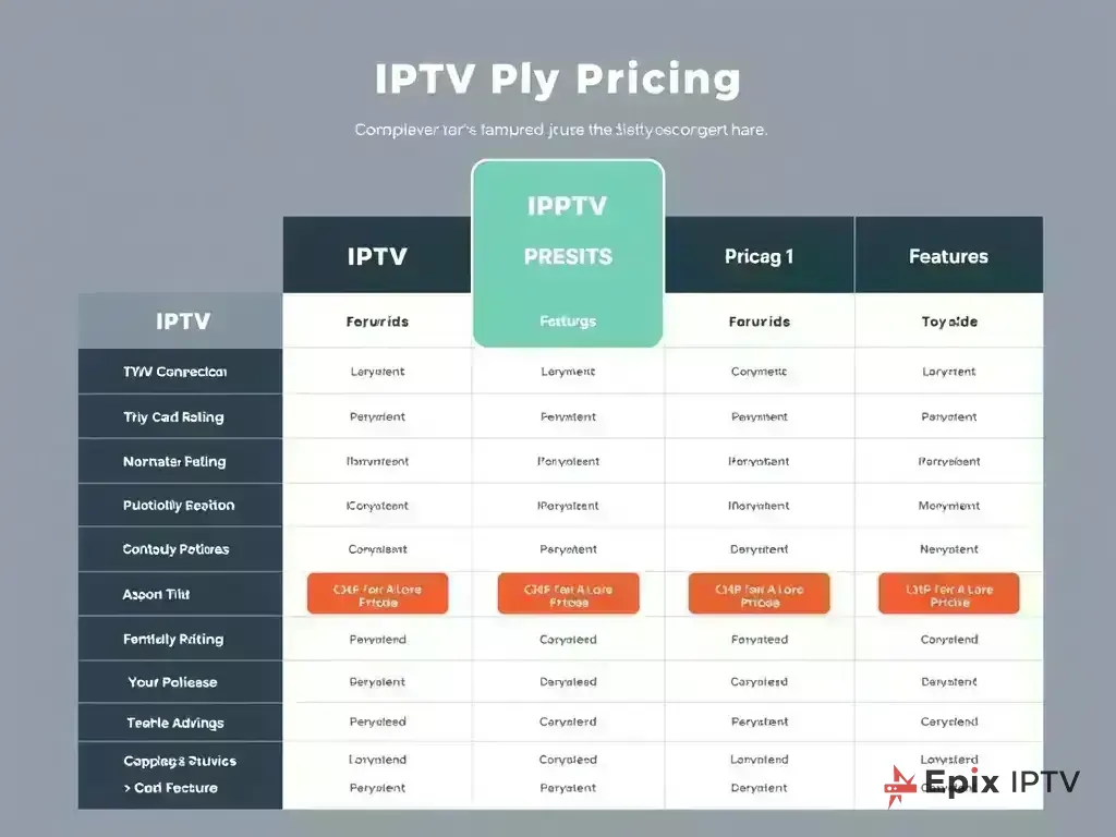 Comparison chart of Epix IPTV pricing plans